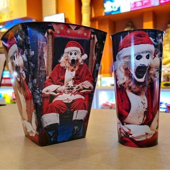 Terrifier 3 Art the Clown Popcorn Bucket and Cup Set Bloody Disgusting Brand New - Picture 2 of 2